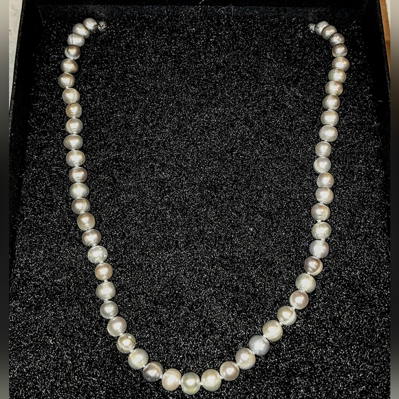 VINTAGE JAPANESE AKOYA SILVER PINK PEARL NECKLACE 18" 925 SILVER STRAND 7.5-8mm - Picture 5 of 12